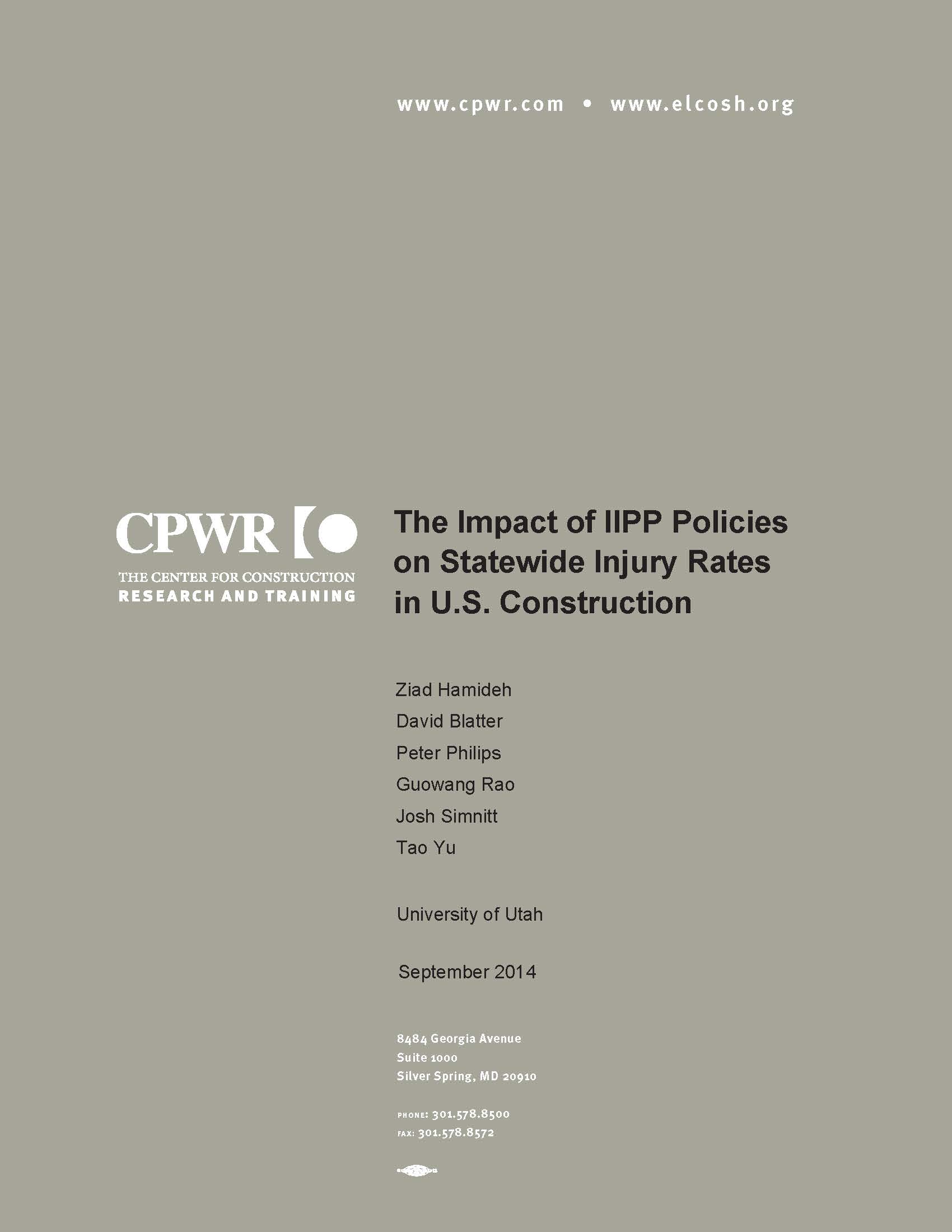 Philips revised September 2014 with key findings IIPP Hamideh et al CPWR May 27 2014 edited Sept 12 2014 Philips revised September 2014 with key findings IIPP Hamideh et al CPWR May 27 2014 edited Sept 12 2014