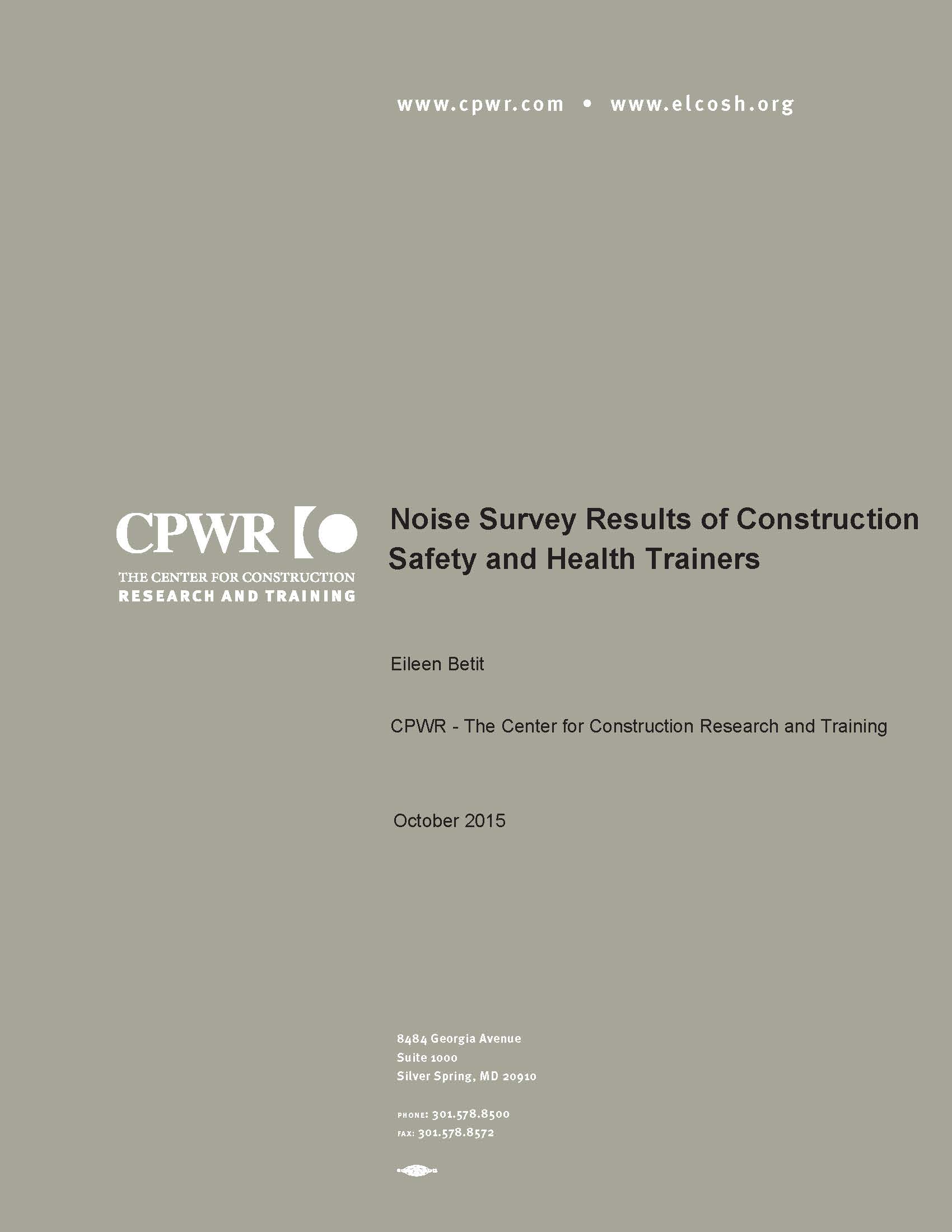 Noise_Trainer_Survey_Highlights 2015 report cover Noise_Trainer_Survey_Highlights 2015 report cover