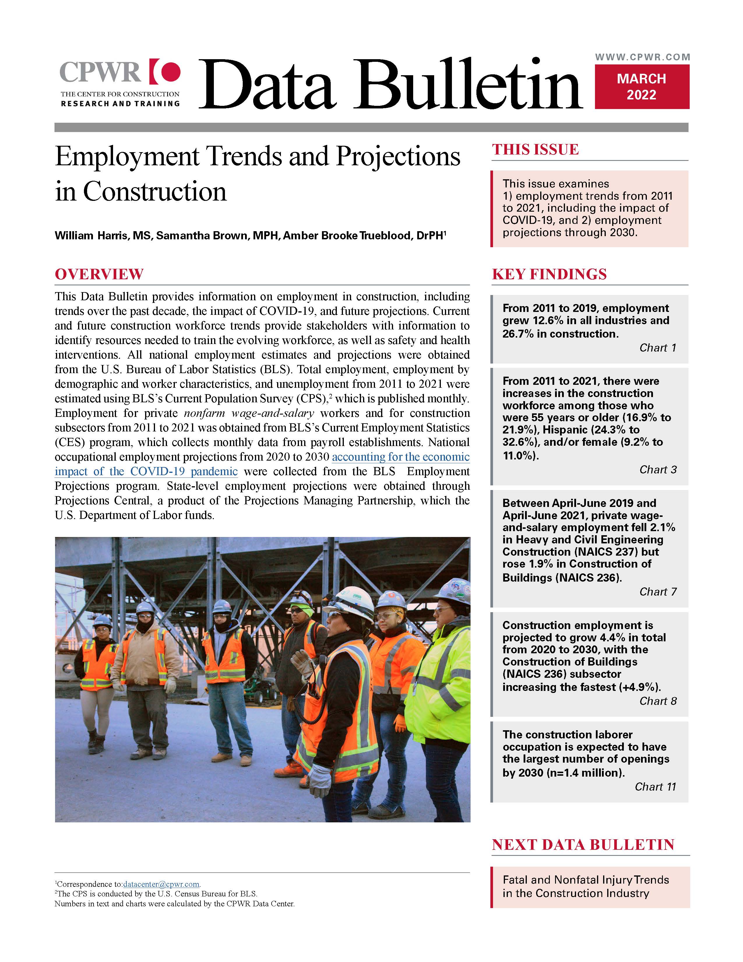 screen capture of theCover of March 2022 Data Bulletin