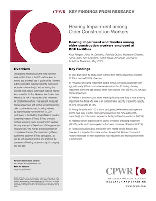 Key Finding on hearing loss among older workers