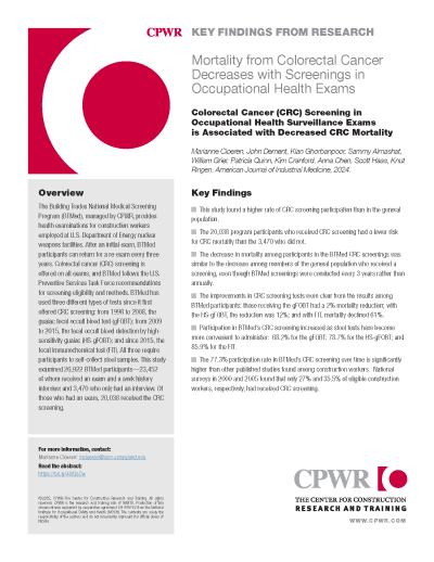 Key Finding for study on the impact of screenings on colorectal cancer detection.