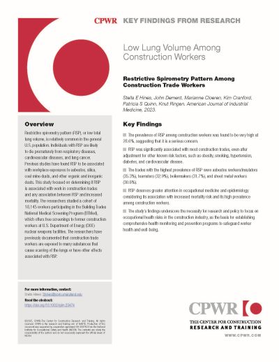 Restrictive Spirometry Pattern Among Construction Trade Workers Key Finding about limited lung capacity
