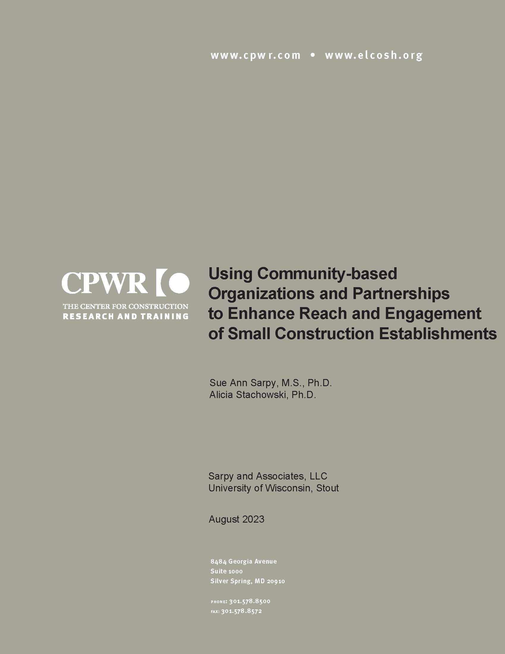 Cover of CPWR Workshop Report