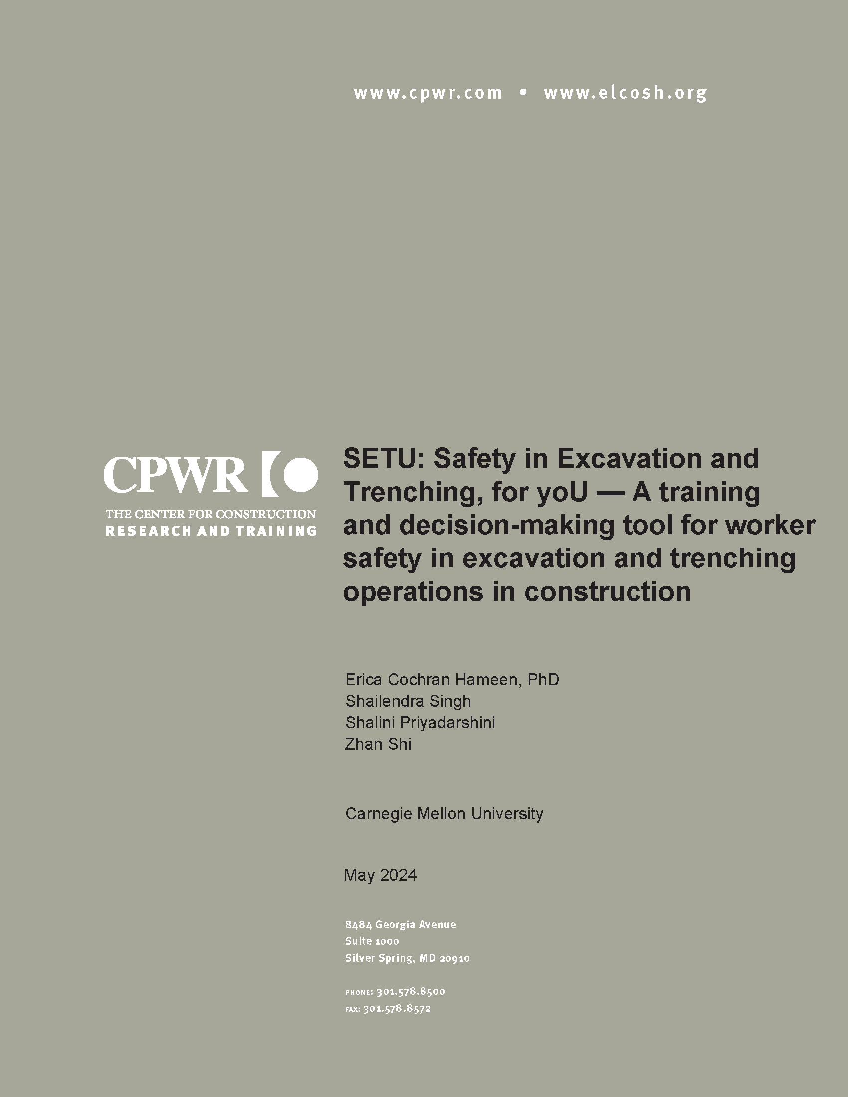 Improving the Assessment of Noise Exposure and Warning Signal Audibility on Construction Sites report cover with authors, university, and publication month and year.