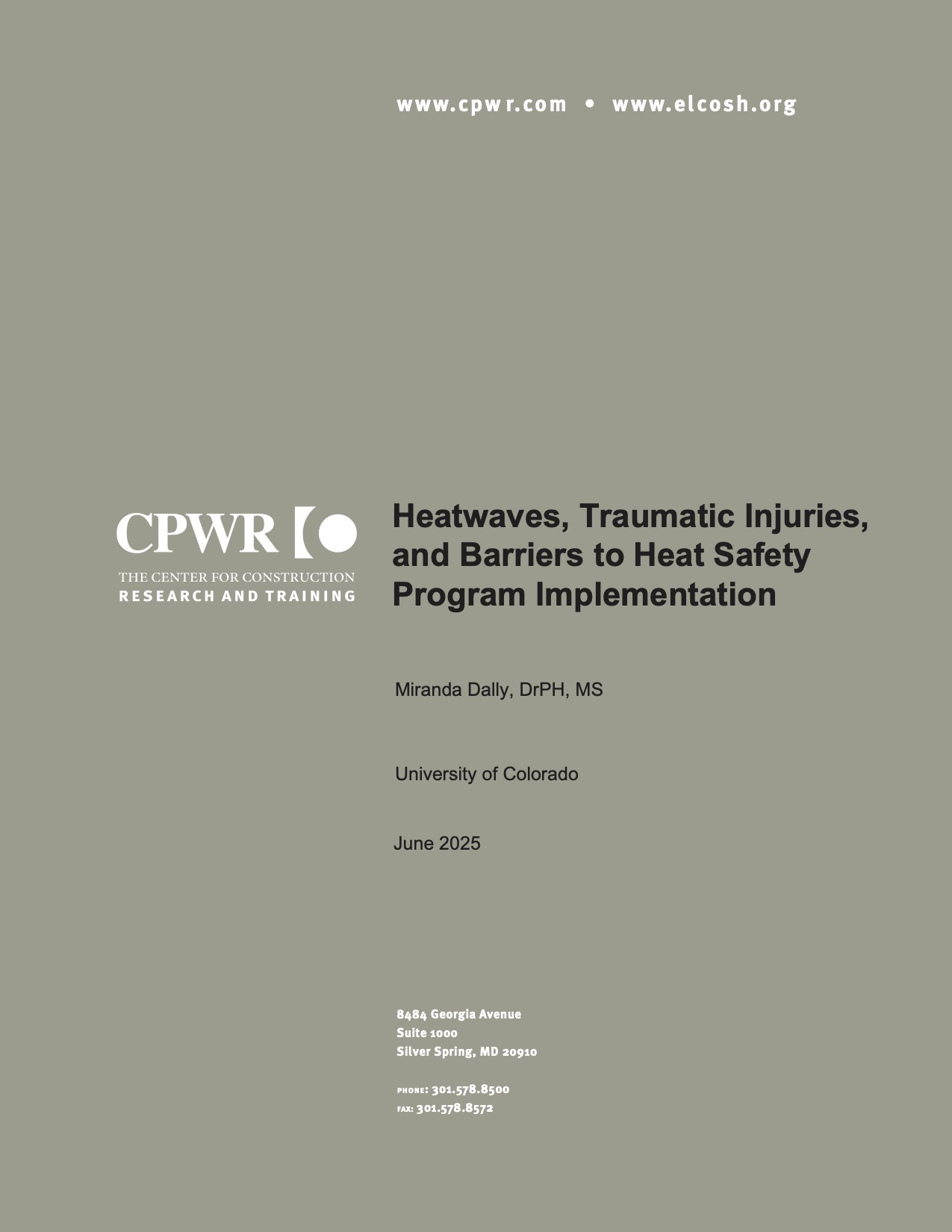 Heatwaves, Traumatic Injuries, and Barriers to Heat Safety Program Imp... Cover of Small Study on heat safety implementation